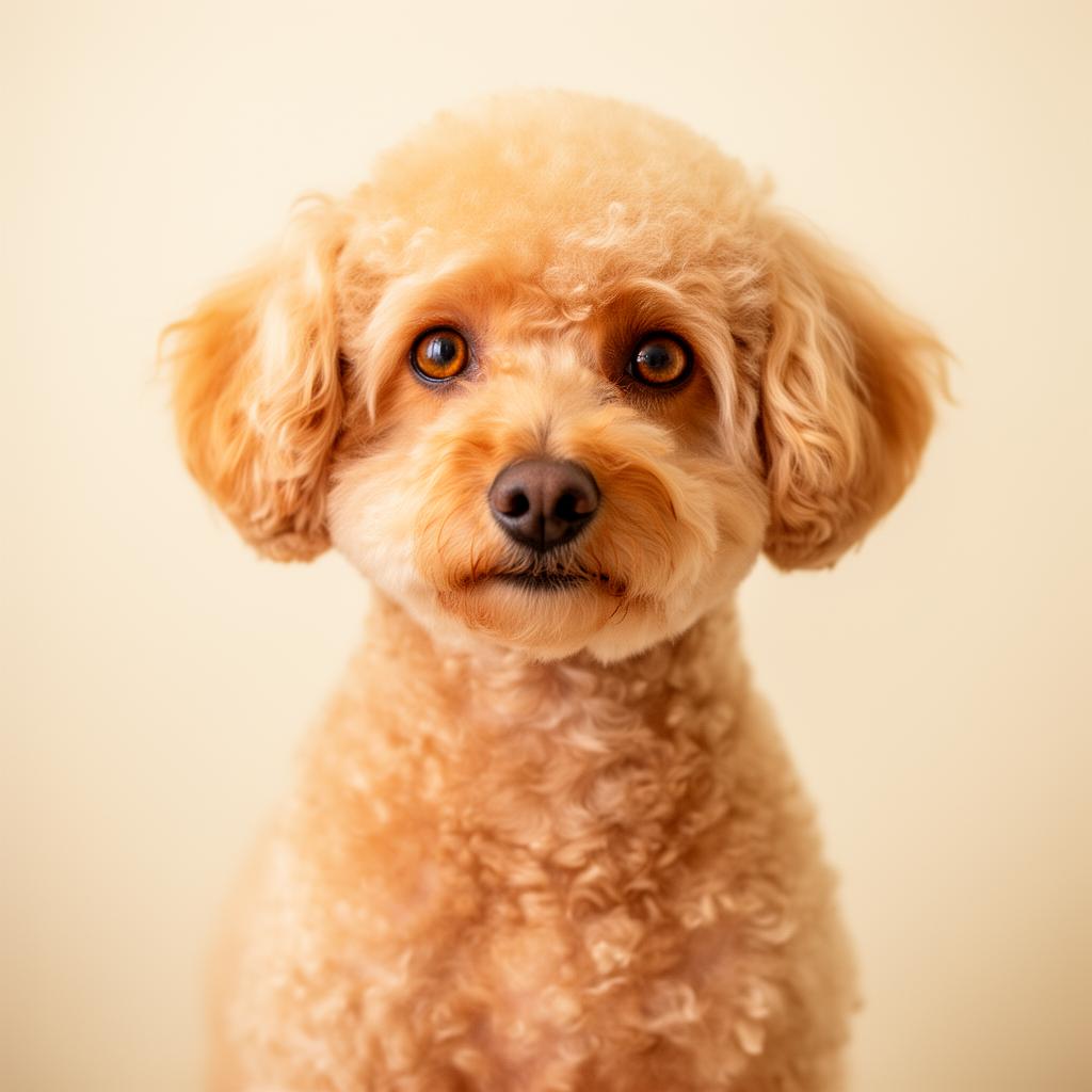 Walter, the Hey Walter Labs mascot, an apricot poodle mix